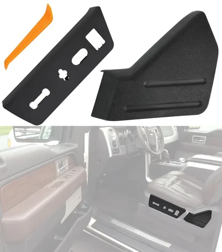 Vista 8 de Panel de moldura de asiento eléctrico y bisel del interruptor de asiento negro lado del conductor compatible con Ford F150 2009-2014 Lincoln Mark LT