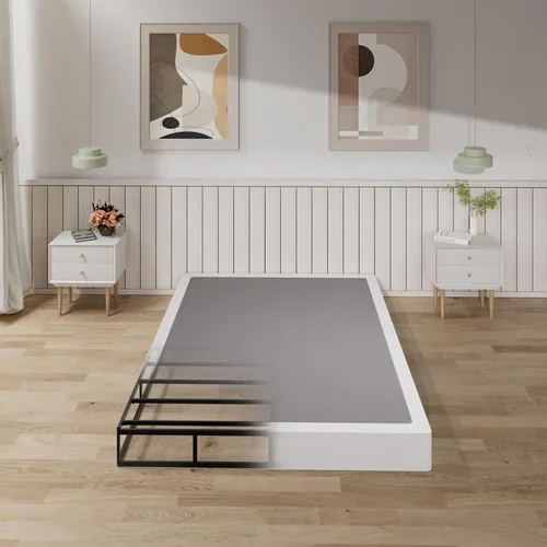 Vista 10 de Tyndall Box Spring - Base de colchón individual de metal de 7 pulgadas, base de colchón resistente de 3000 libras con cubierta de tela, fácil