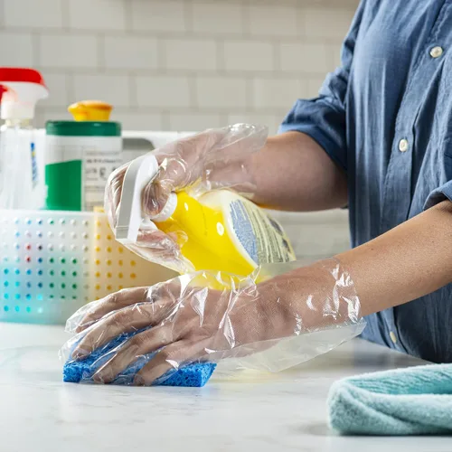 Vista 3 de GUSTO Disposable Poly Gloves for Food Prep, Cooking & Food Service – Clear Plastic, Latex & Powder Free, One