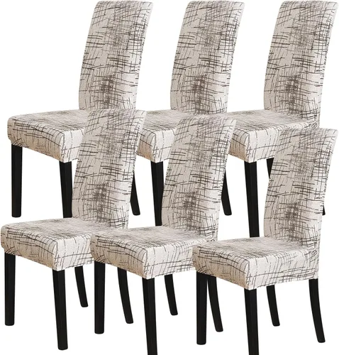 Vista 22 de FORCHEER Juego de 4 fundas para sillas de comedor para comedor, fundas elásticas para sillas de comedor y cocina, lavables y extraíbles