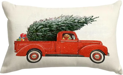 Vista 8 de SPXUBZ Funda de almohada de algodón con diseño de copo de nieve azul, Feliz Navidad, decoración del hogar, funda de cojín rectangular