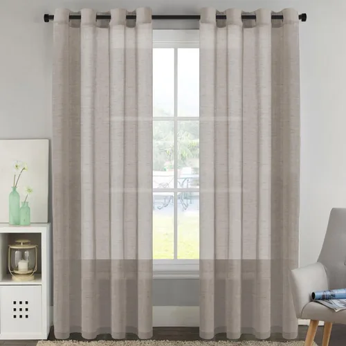 Vista 135 de H.VERSAILTEX Cortinas de lino de mezcla natural para sala de estar/cortinas de lino semitransparentes reductoras de luz de 54 pulgadas de largo