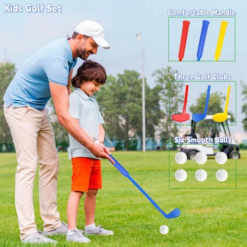 Vista 5 de Palos de golf de plástico para niños pequeños, conjunto de palos de golf
