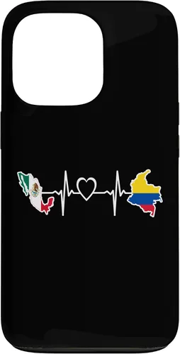 Vista 10 de iPhone 16 Bandera de Colombia Mexicana - Funda de latidos del corazón de Colombia Mexicana