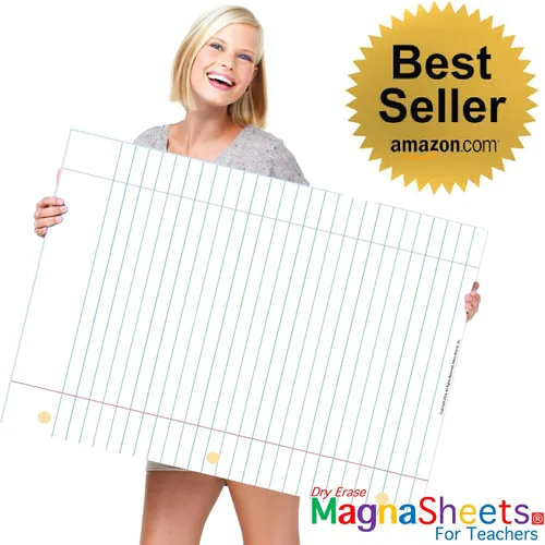 Vista 5 de MAGNASHEETS - Cuaderno magnético de borrado en seco para aulas de 22 x 28 pulgadas, vinilo PET de alta calidad, sin manchas ni fantasmas, incluye