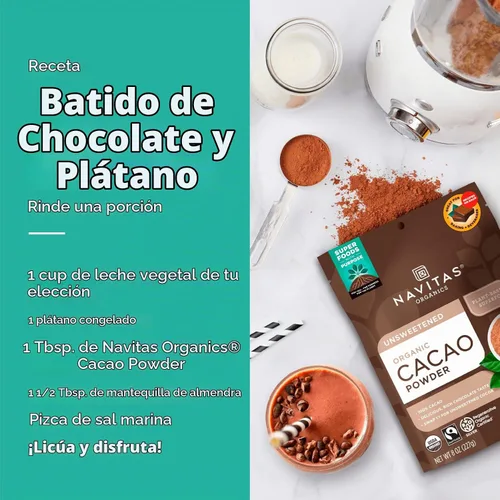 Vista 4 de navitas Orgánica Cacao en polvo, 16 onzas