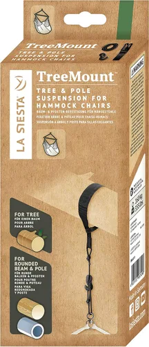 Vista 5 de LA SIESTA TreeMount Black - Juego de suspensión de árbol y poste para sillas de columpio tipo hamaca