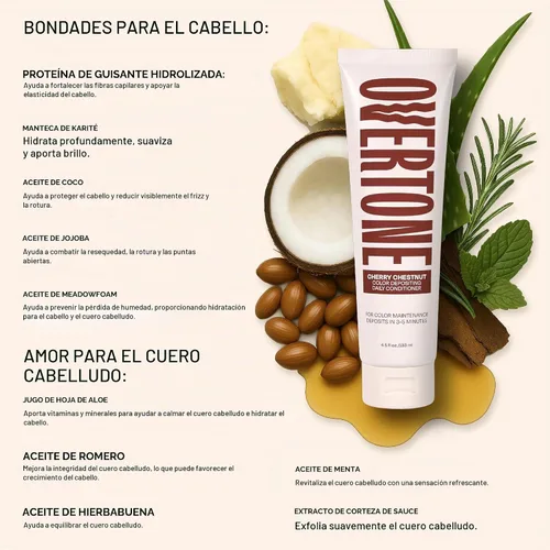 Vista 9 de OVERTONE® Semi-Permanent Color Depositing Conditioner, Cherry Chestnut Castaño Cereza