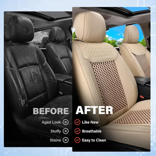 Vista 4 de Coverado - Fundas impermeables para asientos de coche, fundas delanteras para asientos de coche, 2 en 1, fundas protectoras para asientos de coche