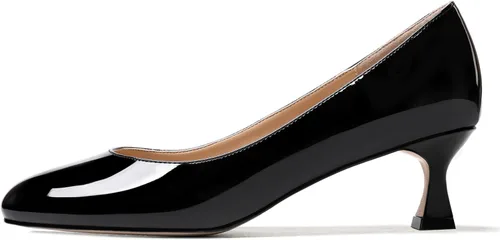 Vista 2 de ROSERWISH Zapatos de tacón bajo para mujer, con puntera redonda, de patente, de 2 pulgadas