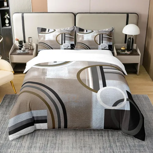 Vista 46 de Erosebridal Juego de ropa de cama de 100 % algodón a cuadros para niños y niñas, funda de edredón a cuadros, funda de edredón moderna geométrica