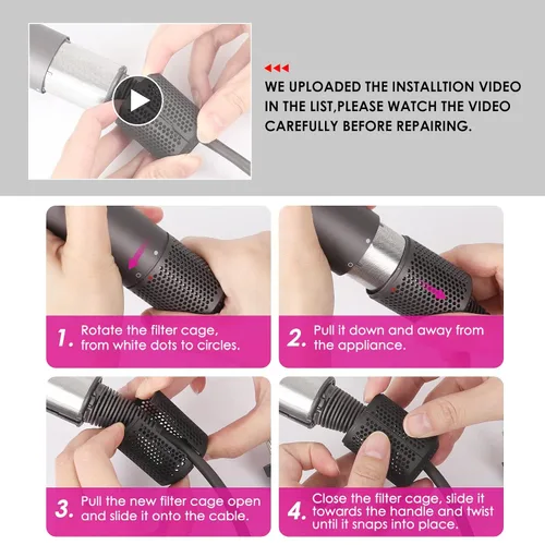Vista 5 de Reemplazo de malla de filtro de secador de pelo mejorado para Dyson Supersonic HD01 HD03 HD08, accesorio para secador de pelo, jaula de filtro