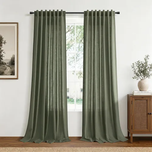 Vista 29 de Hokibero Cortinas de lino natural de 96 pulgadas de largo para sala
