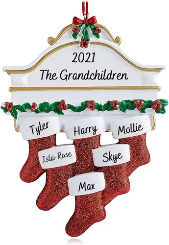 Vista 8 de JewelOra Adornos de Navidad, personalizados de 2 a 6 miembros de la familia, adorno personalizado para árbol de Navidad, decoraciones de vacaciones
