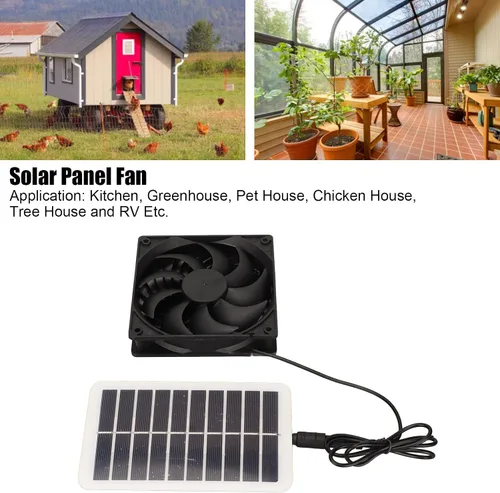 Vista 2 de plplaaoo - Kit de ventilador de panel solar, 100 W, 12 V, panel solar, ventilador de extractor de panel de energía solar de 15 W, ahorro de energía