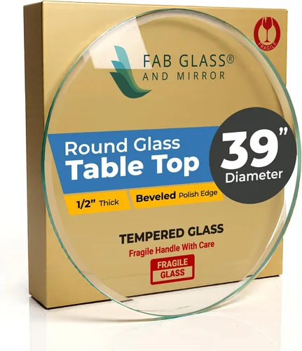 Vista 67 de Fab Glass - Mesa redonda de cristal de 48 in, grosor de 3/4 in, cristal pulido plano templado, Vidrio, Transparente