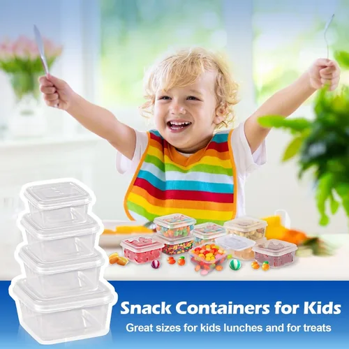 Vista 2 de Contenedores de almacenamiento de alimentos de 2/3/4/5 onzas con kits de tapas (paquete de 200), pequeños recipientes de plástico con tapas, tazas