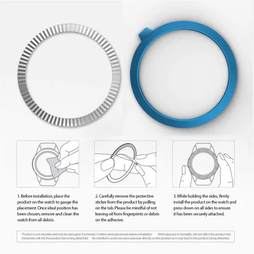 Vista 7 de AISPORTS Anillo de bisel compatible con Samsung Galaxy Watch 1.811 in bisel Loop cubierta adhesiva anti arañazos acero inoxidable bisel de metal
