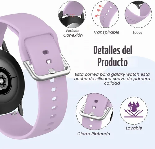 Vista 3 de HSWAI Correa de silicona de liberación rápida de 0.78 pulgadas compatible con Samsung Galaxy Active 2, Galaxy Watch 7/6/5/4/FE de 1.575 pulgadas 10