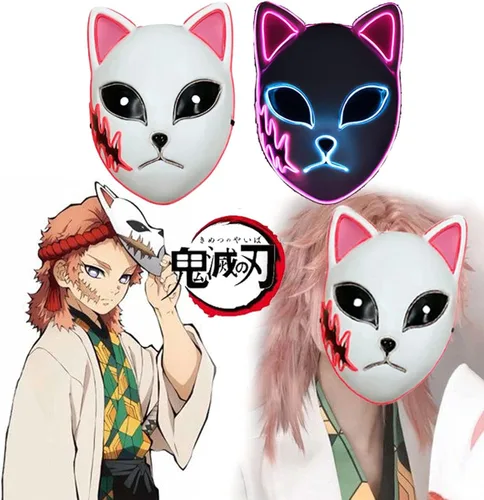 Vista 3 de goodhelper Halloween Demon Slayer Mask Japanese Anime Carnival Masquerade Fox Mask