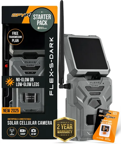 Vista 12 de SPYPOINT Flex-S-Dark Cámara de Sendero Celular Solar – Panel Solar Integrado, Fotos de 40MP, Videos de 1080p + Sonido, Cámara de Caza Sin Destello