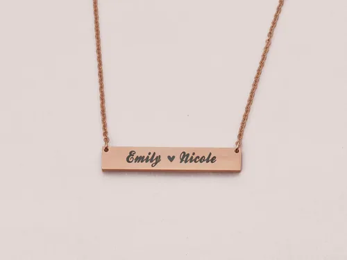 Vista 2 de Love Wind Collar con barra grabada, collar con nombre personalizado, Metal