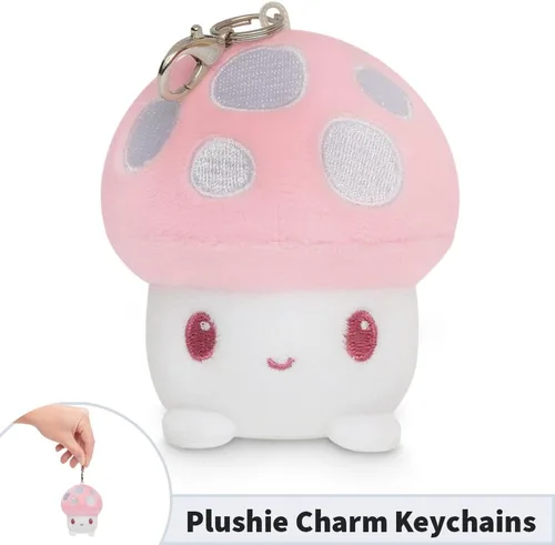 Vista 4 de TeeTurtle Llavero con dije de peluche Happy Light Pink Mushroom