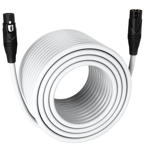 Vista 142 de LyxPro Cable de micrófono XLR hembra a macho de ángulo recto de 3 pines de 1.5 pies para altavoces amplificados, interfaz de audio, rendimiento