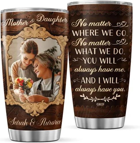 Vista 11 de CUBICER Vaso de café personalizado para aniversario de 10 años, estilo madera, regalo con foto con nombre personalizado para parejas, mujeres