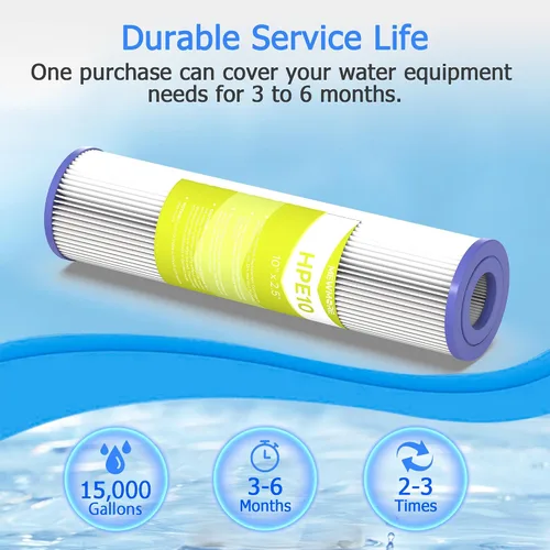 Vista 6 de Cartucho de filtro de agua de 20 micrones para toda la casa, filtros de sedimentos plisados para agua de pozo, reemplazo universal para cualquier