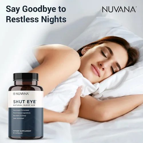 Vista 7 de Shut Eye Suplemento natural para ayudar al sueño para adultos 5 mg de melatonina Ayuda a relajar y promover el sueño profundo natural con raíz