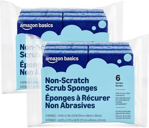 Vista 7 de Amazon Basics Esponjas de doble cara resistentes, reutilizables, 4.4 x 2.7 x 0.8 pulgadas, amarillo/verde, paquete de 6