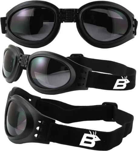 Vista 4 de 2 pares de gafas Birdz Parrot negro plegables acolchadas para motocicleta, lentes transparentes y ahumadas para hombres y mujeres