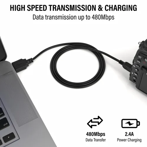 Vista 3 de Maeline Cable USB 2.0 para cámara Mini USB de carga Mini B Cable Perfecto (paquete de 1) Negro