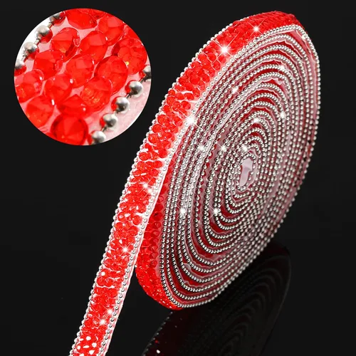 Vista 15 de Hicarer 3 yardas de cintas de diamantes de imitación de resina para boda, cinta autoadhesiva de diamantes de cristal, rollo de cinta de resina