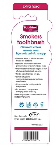 Vista 5 de Top Med ETS - Cepillo de dientes para fumadores extra duro (el color puede variar)
