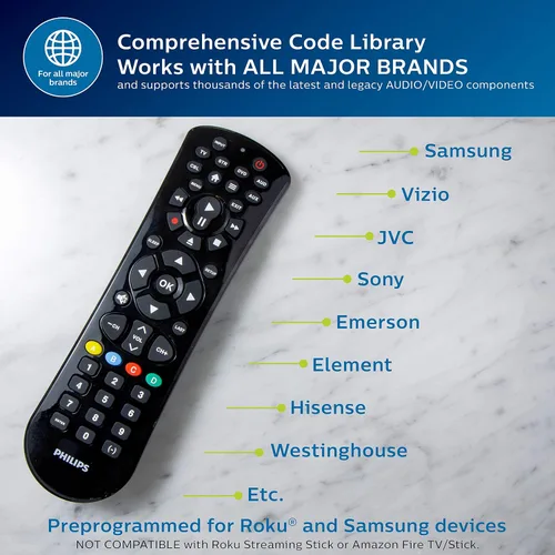 Vista 4 de Control remoto Philips universal, para Samsung 6 dispositivos Negro