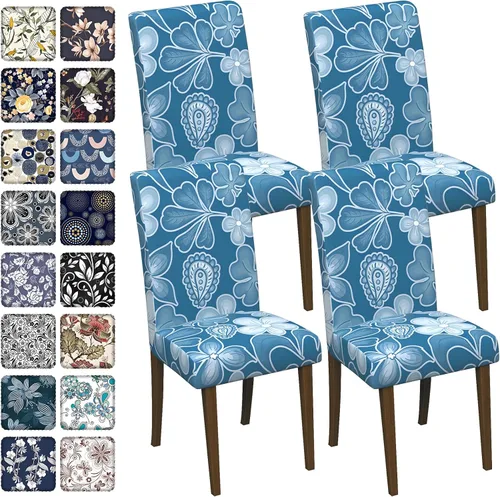 Vista 92 de Fundas para sillas de comedor CoSofSLIP, juego de 2, fundas estampadas elásticas antideslizantes, fundas extraíbles y lavables para sillas