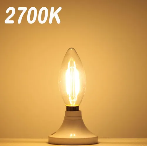 Vista 6 de Bombilla Edison de filamento LED de base europea E14, 2 W, blanco cálido, 2700 K, no regulable (paquete de 4)
