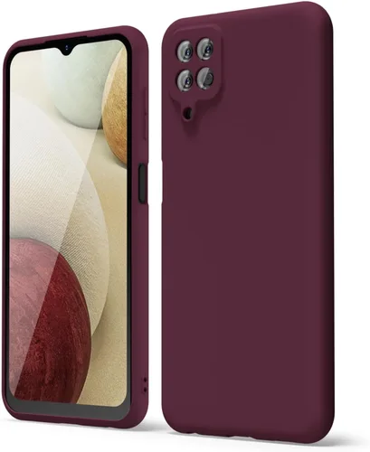 Vista 47 de oakxco Funda para teléfono Samsung Galaxy A12 con agarre de silicona líquida, linda delgada fina suave cubierta de gel de goma TPU lisa para mujeres