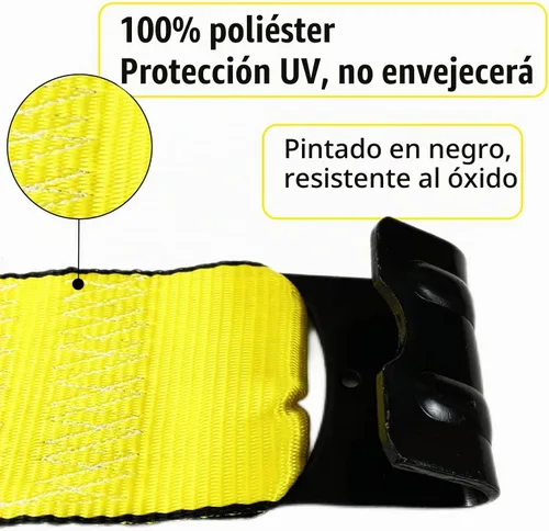 Vista 6 de [Usado] KJE Paquete de 10 correas de cabrestante de 4 pulgadas x 30 pies, amarillas, resistentes con ganchos planos, correa de remolque de cama