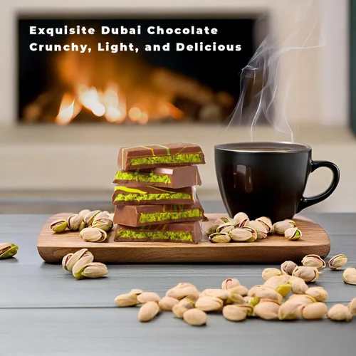 Vista 6 de Chococraft Premium Dubai Chocolate Kunafa Pistachio (El Original), 185 gramos - 6.53oz - Importado de DUBAI EAU, Ideal para Regalo en Todas