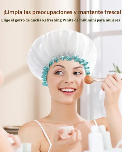Vista 8 de Mikimini - Gorro de ducha blanco para cabello largo, 1 paquete, 12 pulgadas, tamaño grande, impermeable, lavable, para mujeres y niñas, súper lindo