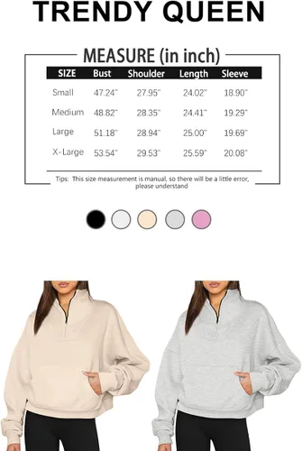 Vista 6 de Trendy Queen Sudaderas con media cremallera, sudaderas con capucha de gran tamaño, suéteres de otoño 2023 Y2K ropa de invierno
