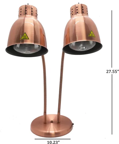 Vista 8 de Lámpara de calor de alimentos de doble bombilla de 500 W, calentador de alimentos, luz ajustable, lámparas de calefacción de cobre para bufé
