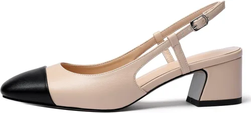 Vista 2 de Eldof Zapatos de tacón de bloque para mujer, tacones cuadrados con correa ajustable, zapatos de vestir de tacón bajo para mujer, boda, fiesta