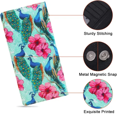 Vista 174 de HUA ANGEL Billetera ultra delgada para mujer, con bloqueo RFID, tarjetero de crédito, plegable, largo, hebilla magnética, billete para mujer, Owl