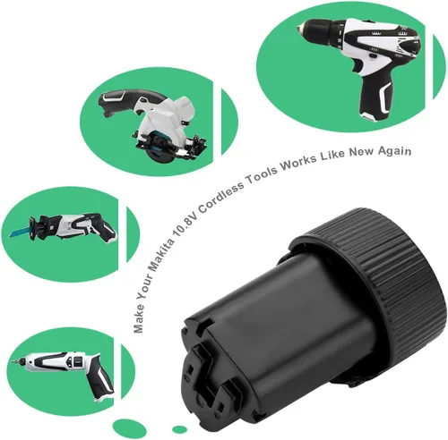 Vista 6 de Shentec Paquete de 2 baterías de iones de litio de 10.8 V 3.0 Ah compatibles con Makita BL1013 BL1014 194550-6 194551-4 195332-9