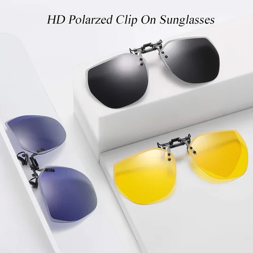 Vista 2 de Gafas de sol polarizadas extra grandes con clip, protección UV antirreflejos para gafas graduadas