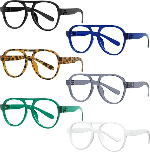 Vista 129 de Eyekepper Gafas de luz azul para hombre y mujer, paquete de 6 lentes Pilot Paquete de 6 color mezclado
